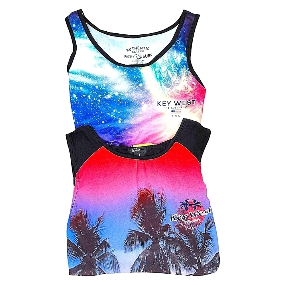 NWT Authentic Pacific Surf & Exist Tropical Cosmic Key West Tank Tops Size Small